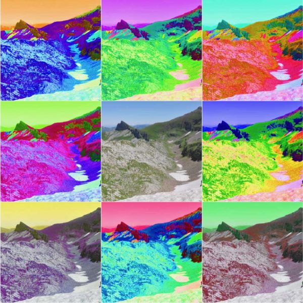 Warholesque image of hills and valleys