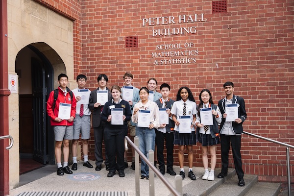 The MSRC finalists from the Senior division with their certificates outside the Peter Hall Building.