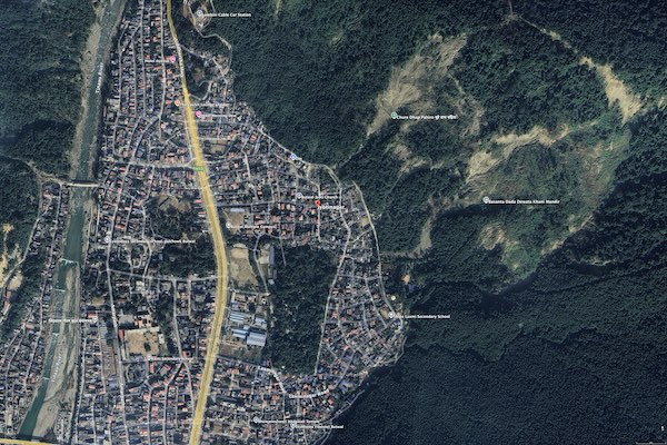 Satellite view of the Jyotinagar landslide