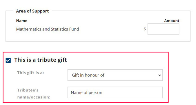 Please tick 'This is a tribute' check box to  contribute.